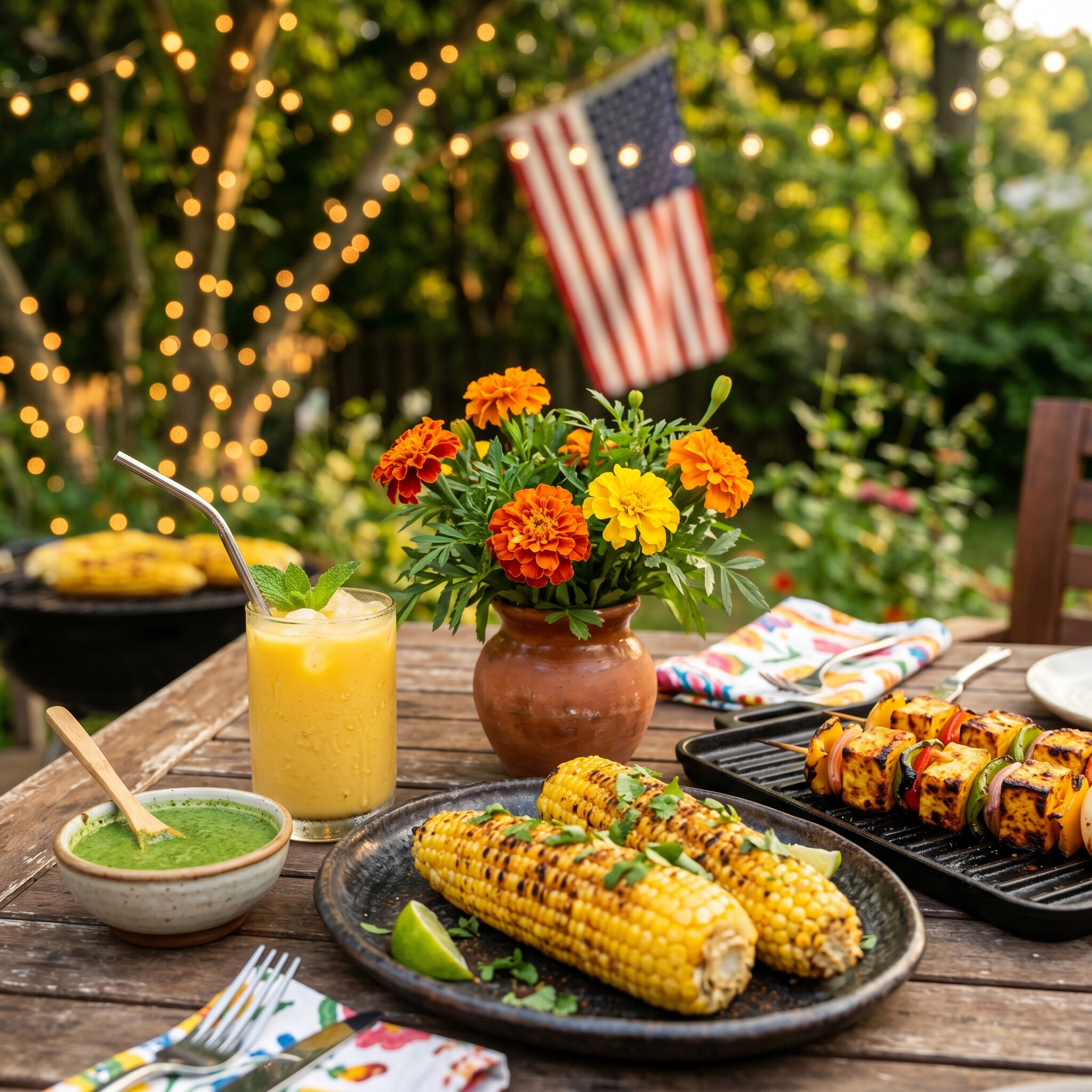 4th of July the Desi Way — Masala Corn, Paneer on the Grill & Celebrating America